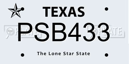 PSB433 Texas License Plate