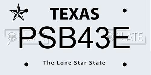 PSB43E Texas License Plate