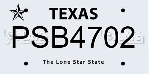 PSB4702 Texas License Plate