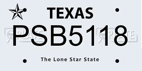 PSB5118 Texas License Plate