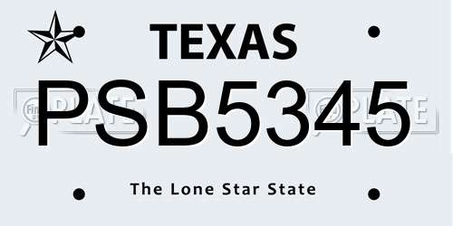 PSB5345 Texas License Plate
