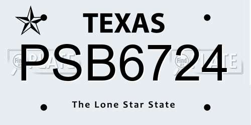 PSB6724 Texas License Plate