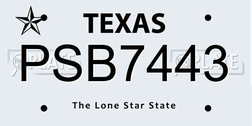 PSB7443 Texas License Plate