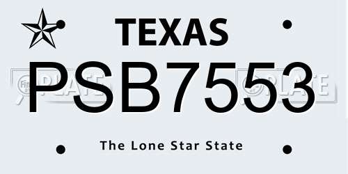 PSB7553 Texas License Plate