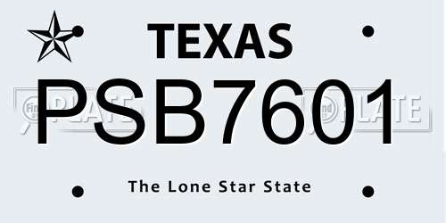 PSB7601 Texas License Plate
