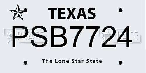 PSB7724 Texas License Plate