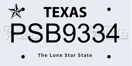 PSB9334 Texas License Plate