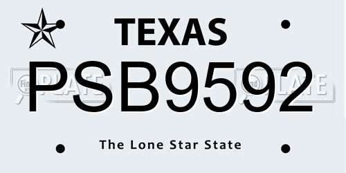 PSB9592 Texas License Plate