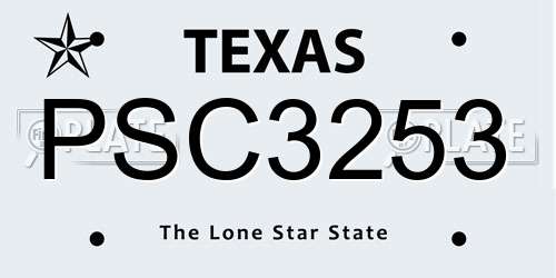 PSC3253 Texas License Plate