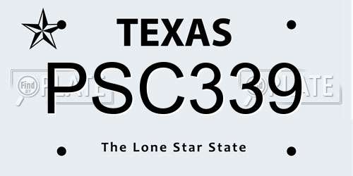 PSC339 Texas License Plate