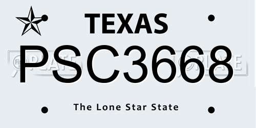 PSC3668 Texas License Plate