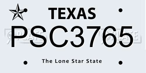 PSC3765 Texas License Plate