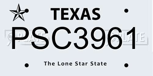 PSC3961 Texas License Plate