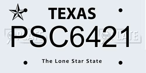 PSC6421 Texas License Plate