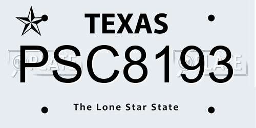 PSC8193 Texas License Plate