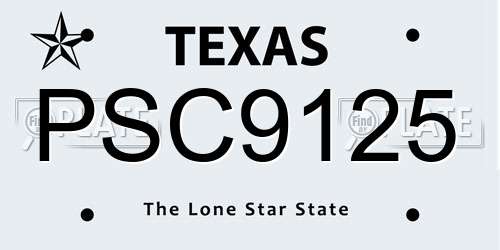 PSC9125 Texas License Plate