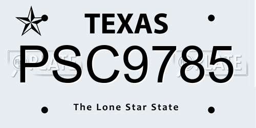 PSC9785 Texas License Plate