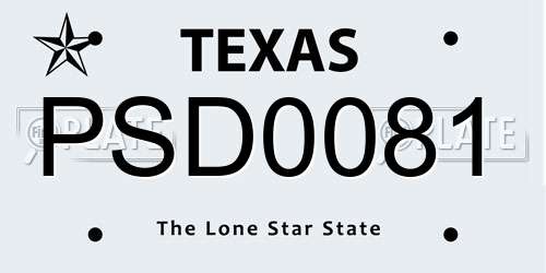 PSD0081 Texas License Plate