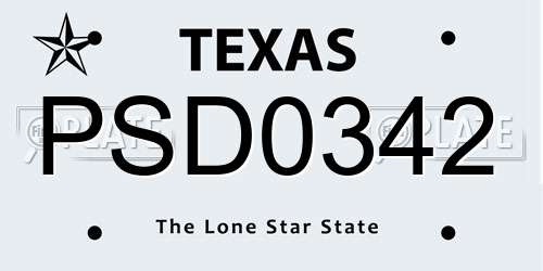 PSD0342 Texas License Plate