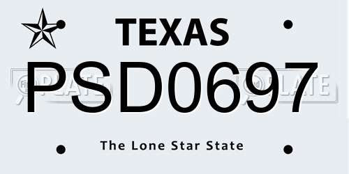 PSD0697 Texas License Plate