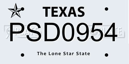PSD0954 Texas License Plate