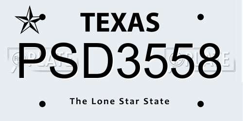 PSD3558 Texas License Plate