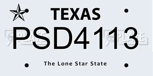 PSD4113 Texas License Plate