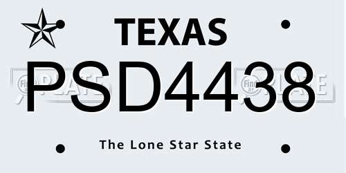 PSD4438 Texas License Plate