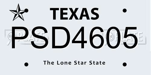 PSD4605 Texas License Plate