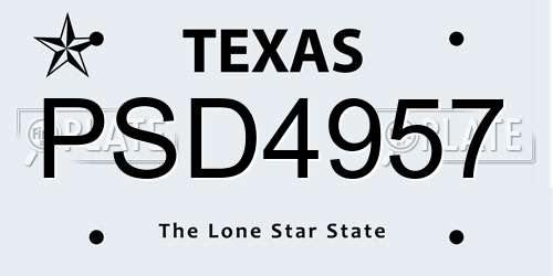PSD4957 Texas License Plate