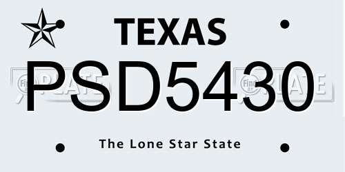 PSD5430 Texas License Plate