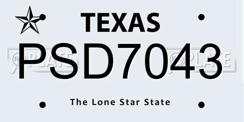 PSD7043 Texas License Plate