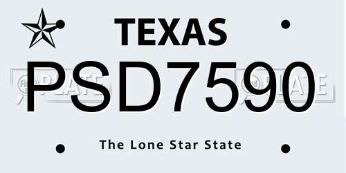 PSD7590 Texas License Plate