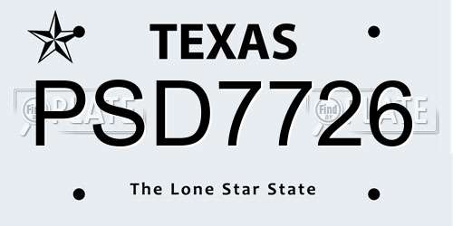 PSD7726 Texas License Plate
