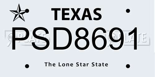 PSD8691 Texas License Plate