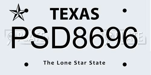 PSD8696 Texas License Plate