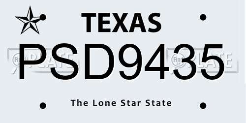 PSD9435 Texas License Plate