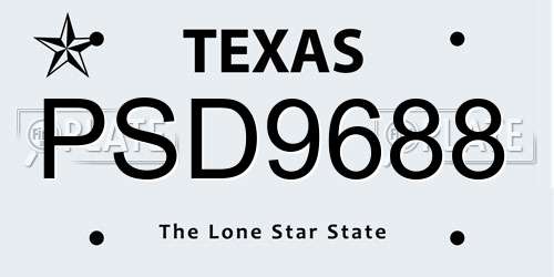 PSD9688 Texas License Plate