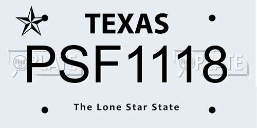 PSF1118 Texas License Plate
