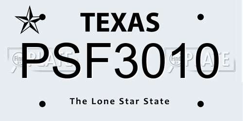 PSF3010 Texas License Plate
