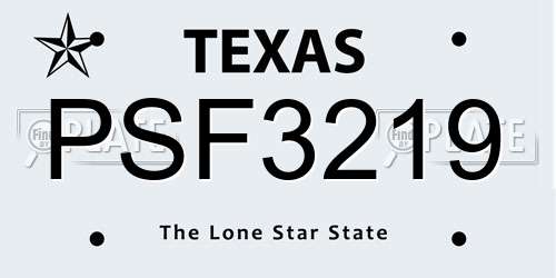 PSF3219 Texas License Plate
