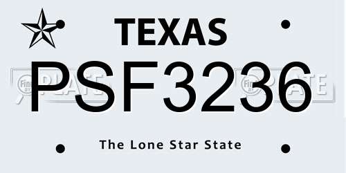 PSF3236 Texas License Plate