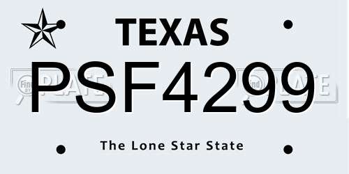 PSF4299 Texas License Plate