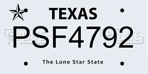 PSF4792 Texas License Plate