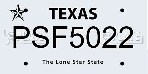PSF5022 Texas License Plate