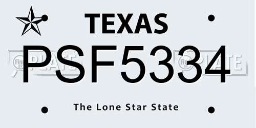 PSF5334 Texas License Plate