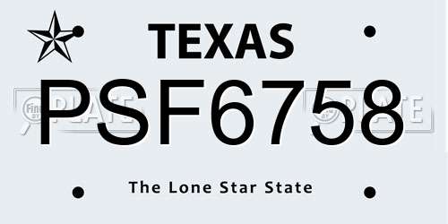 PSF6758 Texas License Plate