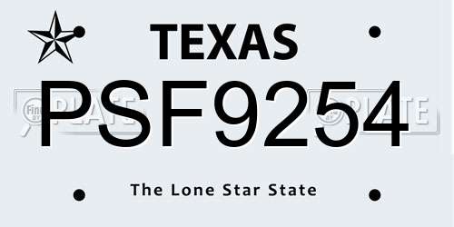 PSF9254 Texas License Plate