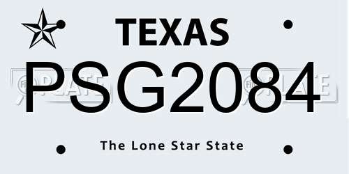 PSG2084 Texas License Plate