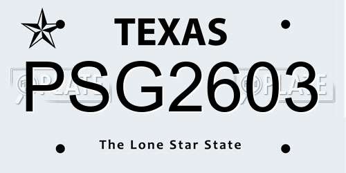 PSG2603 Texas License Plate